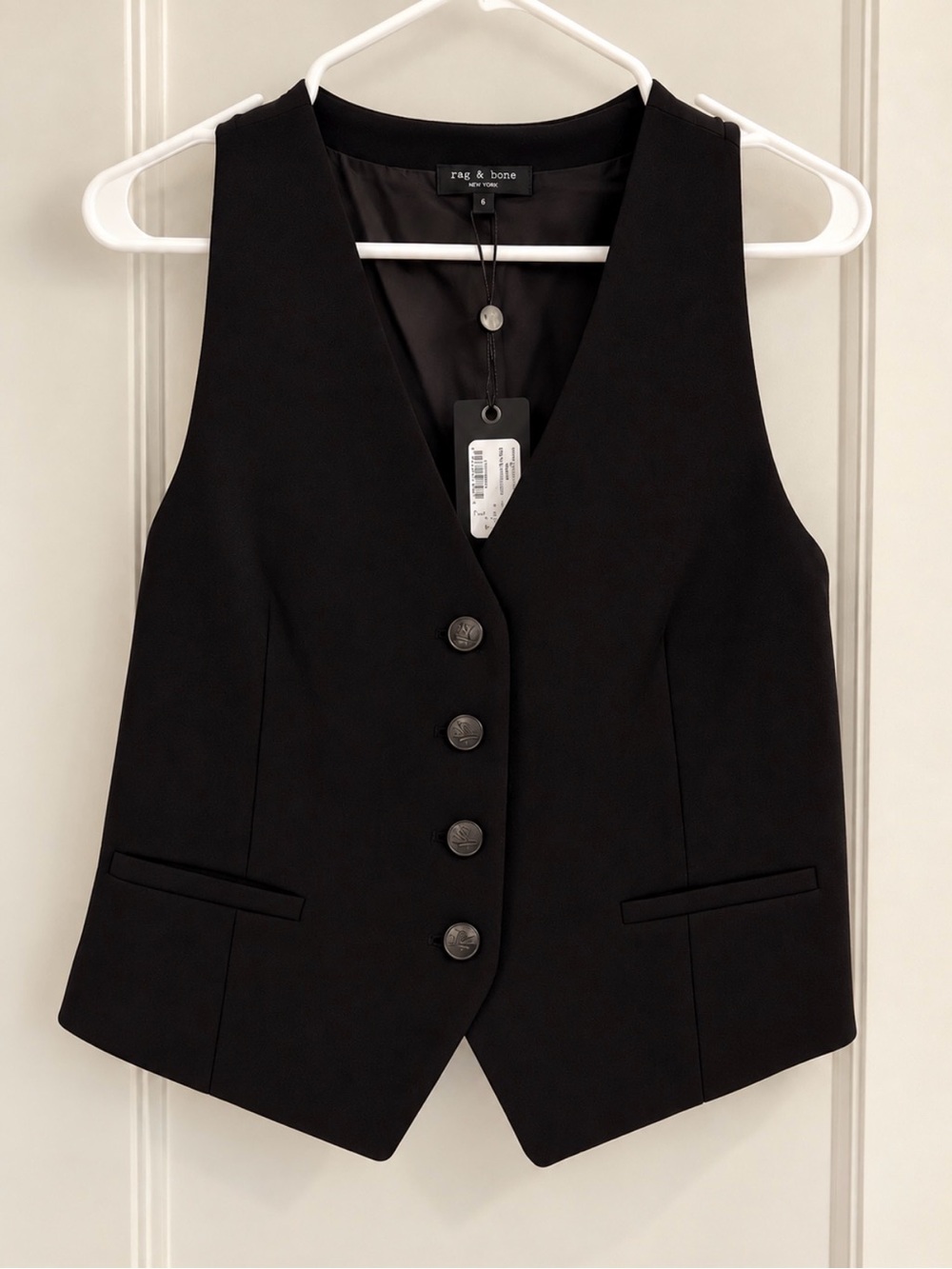 rag & bone Black Tailored Button-Front Vest - NEVER WORN
